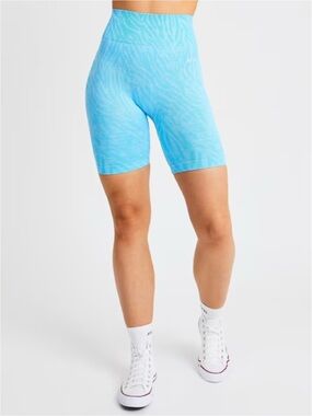 ABYL “Evolve” blue zebra print seamless athletic bike shorts (small)